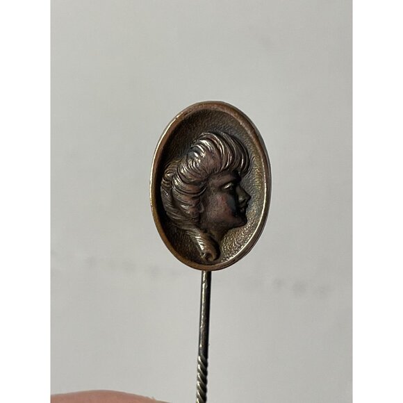 Antique 1910's Silver-Plated Cameo Gibson Girl Profile Stick/hat Pin - Picture 8 of 8